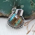 Black Jack Turquoise 1" 925 Sterling Silver Pendant (RS41-490)