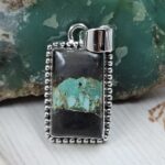 Black Jack Turquoise 1.25" 925 Sterling Silver Pendant (RS41-480)