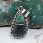 Black Jack Turquoise 1.25" 925 Sterling Silver Pendant (RS41-481)