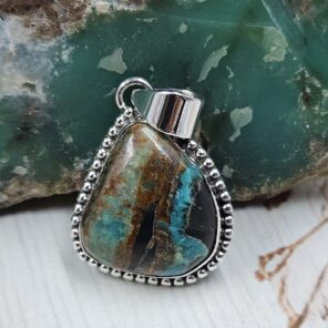 Black Jack Turquoise 1.25" 925 Sterling Silver Pendant (RS41-482)