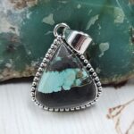 Black Jack Turquoise 1.25" 925 Sterling Silver Pendant (RS41-485)