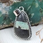 Black Jack Turquoise 1.25" 925 Sterling Silver Pendant (RS41-486)