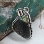 Black Jack Turquoise 1.25" 925 Sterling Silver Pendant (RS41-487)