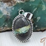 Black Jack Turquoise 1.25" 925 Sterling Silver Pendant (RS41-488)