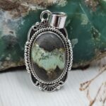Black Jack Turquoise 1.25" 925 Sterling Silver Pendant (RS41-466)