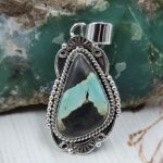 Black Jack Turquoise 1.25" 925 Sterling Silver Pendant (RS41-468)