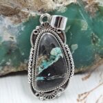 Black Jack Turquoise 1.25" 925 Sterling Silver Pendant (RS41-473)