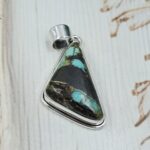 Black Jack Turquoise 1.25" 925 Sterling Silver Pendant (RS41-501)