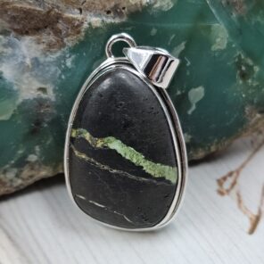 Black Jack Turquoise 1.25" 925 Sterling Silver Pendant (RS41-499)