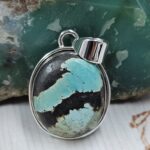 Black Jack Turquoise 1.25" 925 Sterling Silver Pendant (RS41-493)
