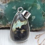 Black Jack Turquoise 1.25" 925 Sterling Silver Pendant (RS41-492)