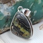 Black Jack Turquoise 1.25" 925 Sterling Silver Pendant (RS41-491)