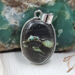 Black Jack Turquoise 1.25" 925 Sterling Silver Pendant (RS41-402)
