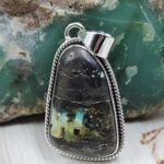 Black Jack Turquoise 1.25" 925 Sterling Silver Pendant (RS41-404)