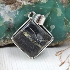 Black Jack Turquoise 1.25" 925 Sterling Silver Pendant (RS41-412)