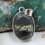 Black Jack Turquoise 1.25" 925 Sterling Silver Pendant (RS41-406)