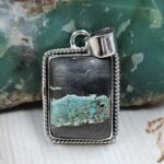 Black Jack Turquoise 1.25" 925 Sterling Silver Pendant (RS41-411)