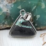 Black Jack Turquoise 1.25" 925 Sterling Silver Pendant (RS41-408)