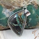 Black Jack Turquoise 1.25" 925 Sterling Silver Pendant (RS41-409)