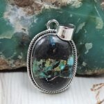 Black Jack Turquoise 1.25" 925 Sterling Silver Pendant (RS41-410)