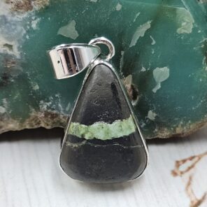 Black Jack Turquoise 1.25" 925 Sterling Silver Pendant (RS41-395)