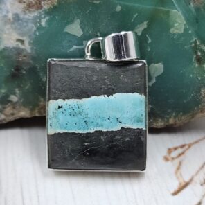 Black Jack Turquoise 1.25" 925 Sterling Silver Pendant (RS41-394)