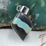 Black Jack Turquoise 1.25" 925 Sterling Silver Pendant (RS41-393)