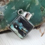 Black Jack Turquoise 1.25" 925 Sterling Silver Pendant (RS41-389)