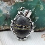 Black Jack Turquoise 1.25" 925 Sterling Silver Pendant (RS41-428)