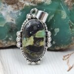 Black Jack Turquoise 1.25" 925 Sterling Silver Pendant (RS41-435)