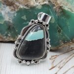 Black Jack Turquoise 1.25" 925 Sterling Silver Pendant (RS41-450)