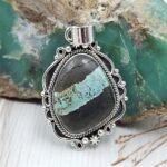 Black Jack Turquoise 1.25" 925 Sterling Silver Pendant (RS41-449)