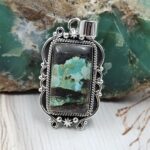 Black Jack Turquoise 1.25" 925 Sterling Silver Pendant (RS41-444)