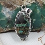Black Jack Turquoise 1.25" 925 Sterling Silver Pendant (RS41-511)