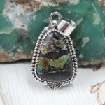 Black Jack Turquoise 1.25" 925 Sterling Silver Pendant (RS41-509)