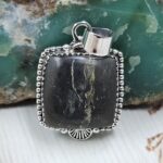 Black Jack Turquoise 1.25" 925 Sterling Silver Pendant (RS41-508)