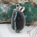 Black Jack Turquoise 1.25" 925 Sterling Silver Pendant (RS41-516)