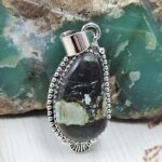 Black Jack Turquoise 1.25" 925 Sterling Silver Pendant (RS41-513)