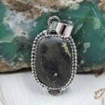 Black Jack Turquoise 1.25" 925 Sterling Silver Pendant (RS41-514)