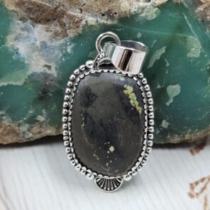 Black Jack Turquoise 1.25" 925 Sterling Silver Pendant (RS41-514)