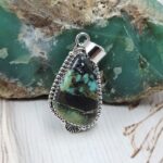 Black Jack Turquoise 1.25" 925 Sterling Silver Pendant (RS41-512)