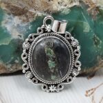 Black Jack Turquoise 1.25" 925 Sterling Silver Pendant (RS41-415)