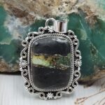 Black Jack Turquoise 1.25" 925 Sterling Silver Pendant (RS41-414)
