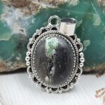 Black Jack Turquoise 1.25" 925 Sterling Silver Pendant (RS41-452)
