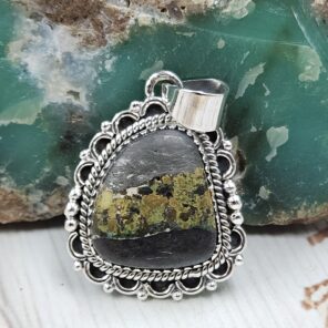 Black Jack Turquoise 1.25" 925 Sterling Silver Pendant (RS41-454)