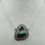 Black Jack Turquoise 925 Sterling Silver Necklace (RS40-36)
