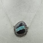 Black Jack Turquoise 925 Sterling Silver Necklace (RS40-40)