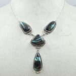 Black Jack Turquoise 925 Sterling Silver Necklace (RS40-49)