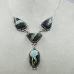 Black Jack Turquoise 925 Sterling Silver Necklace (RS40-48)