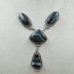Black Jack Turquoise 925 Sterling Silver Necklace (RS40-43)